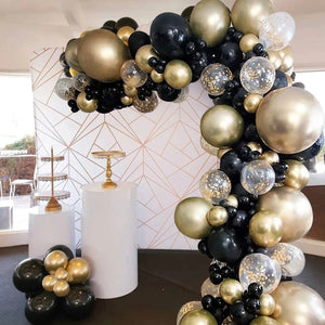 Eaiser Black Gold Balloon Garland Arch Kit Confetti Latex Balloon 30Th 40Th 50Th Birthday Party Balloons Decorations Adults Baby Shower