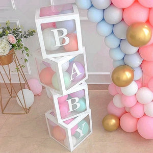Eaiser Baby Shower Decoration Boy Girl Transparent Balloon Box Letter Frist 1St Birthday Wedding Party Gender Reveal Baptism Decoration