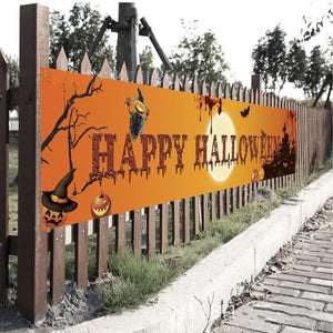 Eaiser Outdoor Halloween Banner Flags Decoration Celebrate Party Hanging Decor Porch Background Scary Halloween Party Supplies 250*49Cm