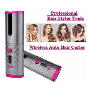 Eaiser Cordless Automatic Rotating Hair Curler Ceramic Curling Iron LED Display 6 Temperature Adjustable Portable Hair Styler