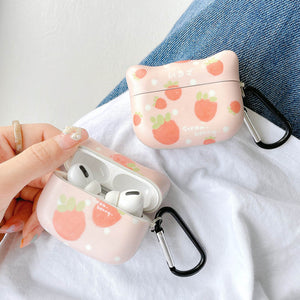 For Airpods Pro Case Cartoon Pink Strawberry Cute Soft Silicone Earphone Cases For Apple Air Pods Pro 1 / 2 / 3 Headphone Cover