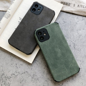 Eaiser Retro PU Leather Phone Case For Iphone 12 11 Pro Max Mini XR XS X 7 8 Plus SE2 Solid Color Silicone Shockproof Cover Matte Shell
