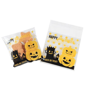 Eaiser 50/100Pcs Happy Halloween Candy Bag Gift Cookie Bags Biscuits Snack Plastic Packaging Bags Halloween Party Decoration Supplies