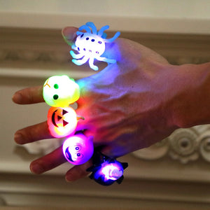 Eaiser Halloween Ghost Party Finger Lights Rings Toys Children's Trick Or Treat Party Fav Pumpkin Bat Happy Halloween Party Decor