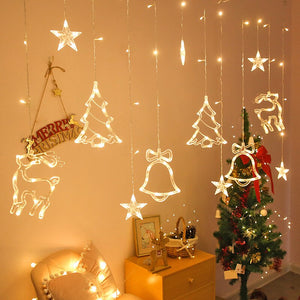 Elk Bell String Garland Curtain Light LED Christmas Decor for Home Christmas Tree Ornament  Navidad Xmas Gift New Year