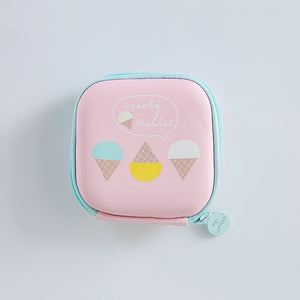Cute Fruit Pattern Coin Purse Storage Bag Case For Earphone Line Charger Mini Zipper Polyester Grid Anti-drop Protective Pouch