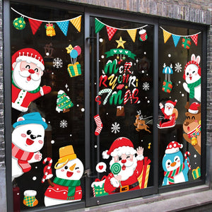 Eaiser Cartoon Santa Claus Snowman Christmas Window Sticker Wall Decor Merry Christmas Decor For Home Gifts Welcome Happy New Year