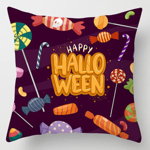 Eaiser 45*45Cm Halloween Purple Pumpkin Pillowcase Peach Skin Velvet Single Print Trick Or Treat Happy Halloween Party Decor For Home