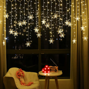 1Pcs Christmas Light Led Snowflake Curtain Icicle Fairy String Lights Outdoor Garland for Home Party Garden New Year Decoration