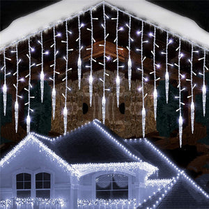 Christmas Festoon LED Icicle Fairy Curtain Light 5-20M Waterfall House New Year Halloween Garden Patio Decoration 8 Modes