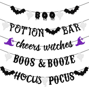 Eaiser Halloween Party Bar Banner Cheer Witches DIY Potion Bar Boo Horror Ghost Party  Happy Halloween Party Decor For Home