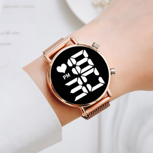 Luxury Digital Women Watches Rose Gold Magnetic Mesh Strap Ladies LED Quartz Watch Female Clock Relogio Feminino Dropshipping