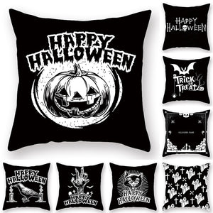 Eaiser 45Cm Black Halloween Party Pillowcase Single Print Trick Or Treat Party Horror Ghost Party Happy Halloween Party Decor  Boo