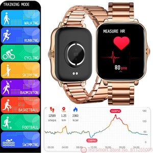 Luxury Stainless Steel Smart Watch Men Women Smartwatch For Android iOS Smart Clock Sport Waterproof Fitness Tracker Smart-Watch