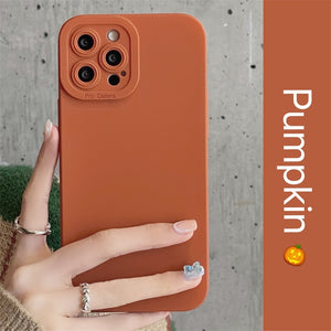 Earth Tones Color Soft Silicone Phone Case For iPhone 13 12 11 Pro Max 7 8 Plus SE  X XR XS Max Camera Lens Protection Cover