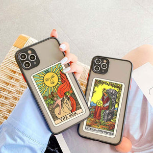 BACK TO COLLEGE    Fashion Tarot Sun Moon Queen Phone Case For iPhone 13 12 Mini 11 Pro X XS Max XR 7 8 6S Plus SE Lens Protection Soft Cover