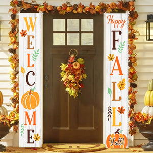 Eaiser Autumn Leaves Porch Door Banner Hanging Ornaments Welcome Fall Autumn Decoration For Home Thanksgiving Party DIY Decor Supplies