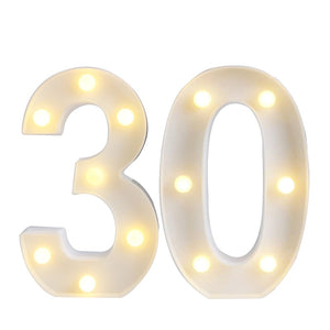 Eaiser 2Pcs Adult 30/40/50/60 Number LED String Night Light Lamp Happy Birthday Balloon Anniversary Decoration Event Party Supplies