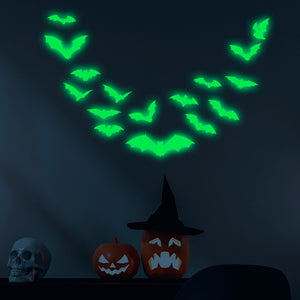 Eaiser Stickers Halloween Luminous Ghost Bat Pumpkin Wall Stickers Kids Room Holiday Decoration Glow In The Dark Fluorescent Sticker