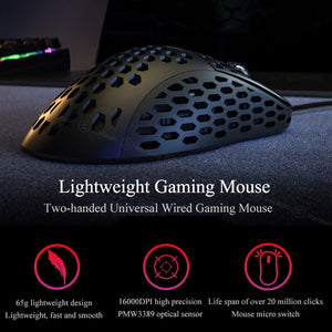 Motospeed N1 Lightweight Gaming Mouse USB Wired 6400DPI ZEUS640 Optical Ergonomics Honeycomb Shell Computer Mouse Gamer For PUBG