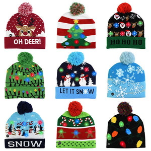 Eaiser LED Christmas Hat Sweater Knitted Beanie Christmas Light Up Knitted Hat Christmas Gift For Kids Xmas  New Year Decorations