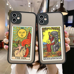 BACK TO COLLEGE    Fashion Tarot Sun Moon Queen Phone Case For iPhone 13 12 Mini 11 Pro X XS Max XR 7 8 6S Plus SE Lens Protection Soft Cover
