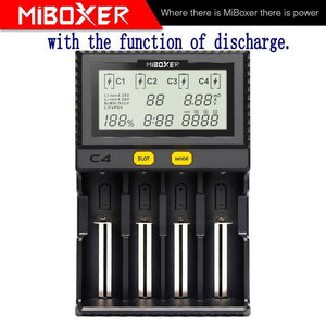 Original Miboxer C4 VC4 LCD Smart Battery Charger for Li-ion/IMR/INR/ICR/LiFePO4 18650 14500 26650 AA 3.7 1.2V 1.5V Batteries D4