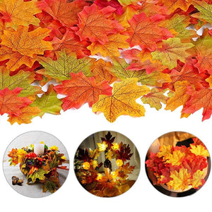 Eaiser 50/100Pcs Artificial Maple Leaves Fake Simulation Fall Leaves For Autumn Decoration Thanksgiving Party DIY Decor Halloween Leave