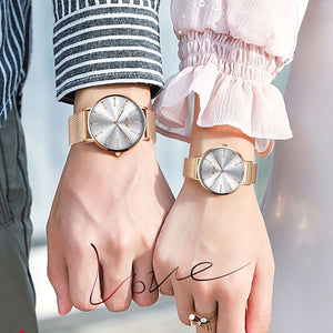 Eaiser   Couple Watches for Lovers Ultra Thin Mens Quartz Wristwatch Fashion Business Ladies Watch Man Brand Luxury Rose Gold Clocks