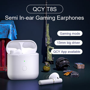 QCY T8S Wireless Bluetooth Earphones , Semi-In-Ear Gaming Headphones With Type-c Interface
