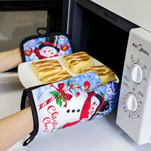 Eaiser 2Pcs/Set Christmas Baking Anti-Hot Gloves Oven Microwave Insulation Mat Potholder Mat For BBQ Kitchen Supplies Navidad Xmas