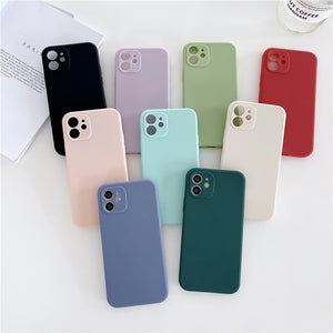 Soft Silicone Candy Colour Phone Case For iPhone 11 12 Pro Max 13Mini Camera Protection XS X XR 7 8 Plus SE Matte Shockproof
