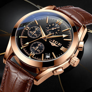 Eaiser    New Fashion Mens Watches Top Brand Luxury Military Quartz Watch Premium Leather Waterproof Sport Chronograph Watch Men