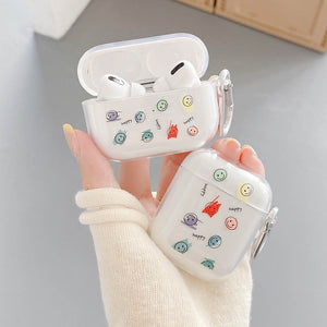 Earphone Accessories Case for AirPods 2 Pro Case Cute Expression Smiley Clear Soft Funda for AirPod 3 Air Pods Protective Cover
