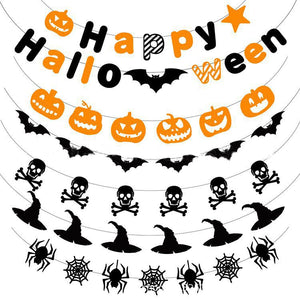 Eaiser 3M Halloween Banner Pumpkin Party Witch Bat Party Skull Spider Ghost Theme Parti DIY Happy Halloween Party Decor For Home