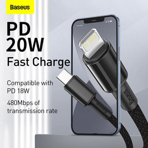 Baseus 20W PD USB Type C Cable for iPhone 13 12 Pro Xs Max Fast Charging Charger for MacBook iPad Pro Type-C USBC Data Wire Cord