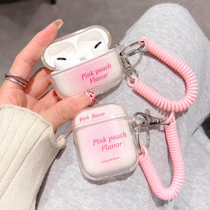 Spring Bracelet Earphone Accessories Cases For Apple AirPods Pro 2 1 Case Soft Clear Glitter Headphone Cover with Keychain Funda