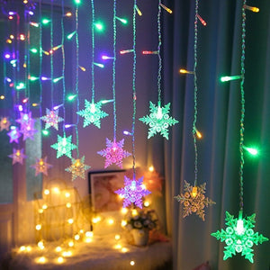 1Pcs Christmas Light Led Snowflake Curtain Icicle Fairy String Lights Outdoor Garland for Home Party Garden New Year Decoration