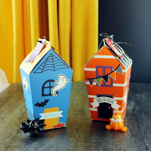 Eaiser 4Pcs Halloween House Candy Boxes Funny Gift Box Kindergarten DIY Party Favor Box Kids Birthday Party Halloween Decor Supplies