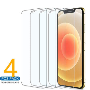 4Pcs Protective Glass On iPhone 13 Pro Max 11 12 XS XR 7 8 6s Plus Screen Protector For iPhone 13 Mini 11 Pro Max Tempered Glass