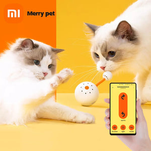 xiaomi merry pet Bluetooth Smart Cat Ball Interactive Toys Colorful Led Feather Bells with Small tail storage work mi home app