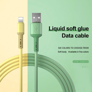 USB Cable For iPhone 13 12 11 Pro Max X XR XS 8 7 6s 5s Fast Data Charging Charger USB Wire Cord Liquid Silicone Cable 1/1.5/2M
