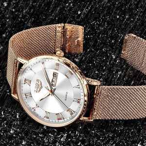 Eaiser      Luxury Brand Women Watches Ultra-thin Quartz Watch Fashion Ladies Clock Stainless Steel Waterproof Calendar Week Wristwatch