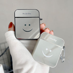 Luxury Mirror Smile Earphone Case For Apple Airpods 1 2 Pro Cover Cute Headphones Box Soft Cases For air pods 3 Protection Funda