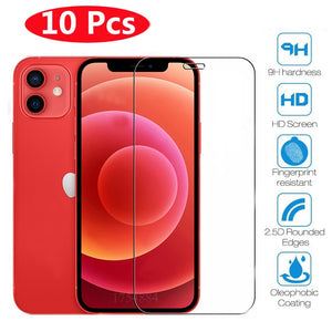 Eaiser 10Pcs Full Cover Tempered Glass For iPhone 12 11 Pro XR X XS Max Screen Protector Film For iPhone 6 6s 7 8 Plus 5 5s SE  4S