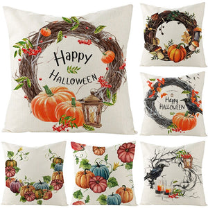 Eaiser Liviorap 45X45cm Pumpkin Skeleton Cushion Cover Halloween Decoration Supplies Scary Horror Party Pumpkin Witch Ghost Decorative