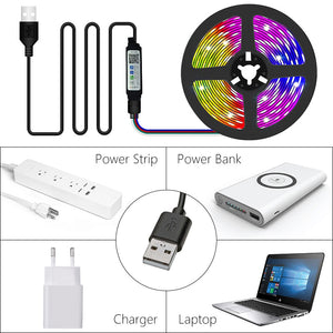 5050 LED Strip Lights Bluetooth USB SMD 5V RGB LED Lamp Ribbon Flexible Lights For Room Decoration TV BackLight Diode Tape