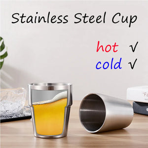 Eaiser -Double Wall Stainless Steel Coffee Mug Portable Cup Bilayer Coffee Milk Tea Lemon Juice Mug Drinking Wine Glass Home Kitchen Bar