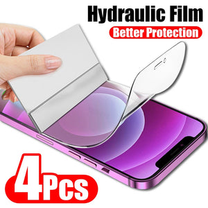 4Pcs Full Cover Hydrogel Film On Screen Protector For iPhone 13 11 12 Pro Max 7 8 6 Plus Screen Protector for iPhone X XR XS MAX