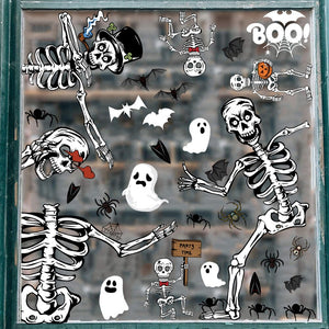Eaiser Halloween Horror Skull Window Static Sticker Door Decor Funny Ghost Stickers Happy Halloween Party Sticker Decor For Home